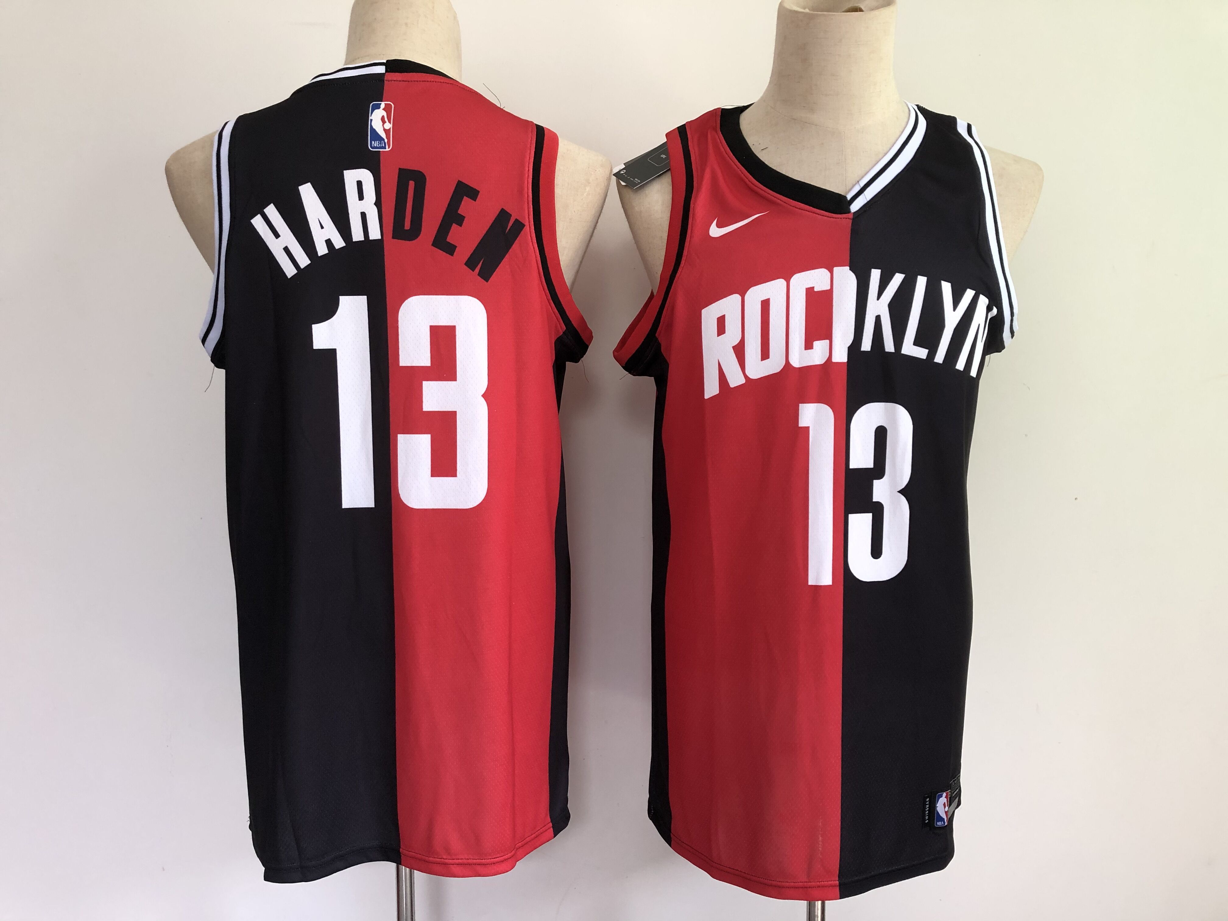 Cheap Men Houston Rockets 13 Harden 2021 past and present red black rockets MVP Nike NBA Jersey